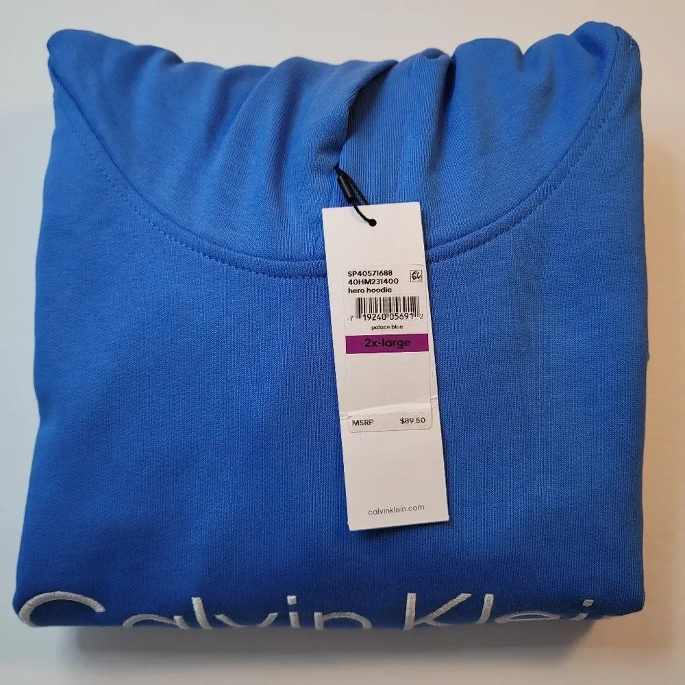 Calvin Klein Men's Relaxed Fit Standard Logo Terry Hoodie
